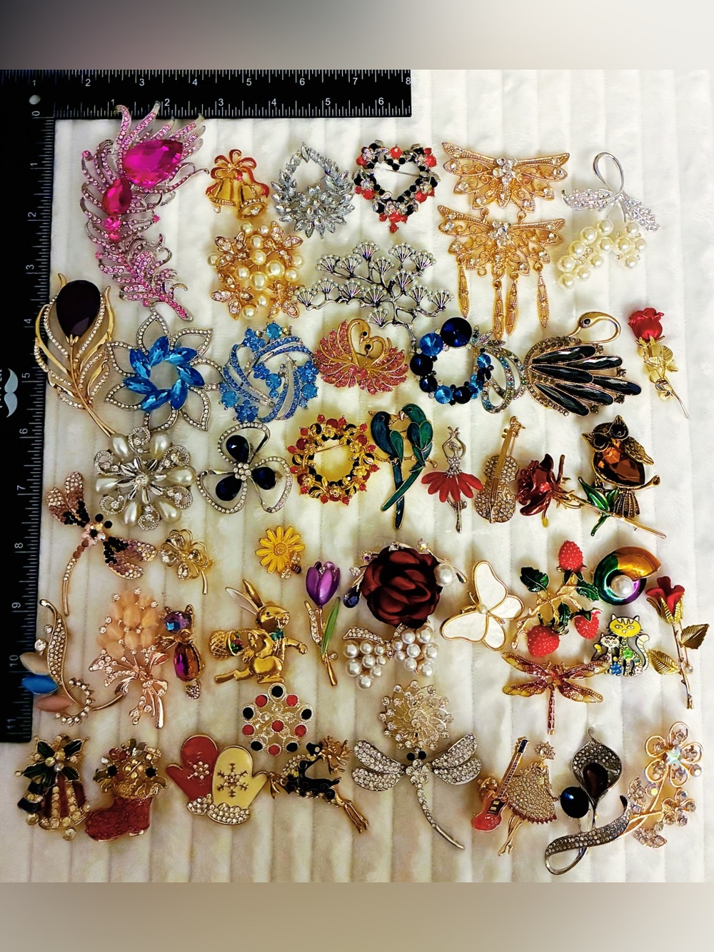 Lot 50 Flower Animal Brooch Pins Rhinestone Crystal Enamel Jewelry Collection